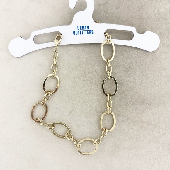 NWT Urban Outfitters Gold Thin Oval Chain Necklace - Picture 1 of 4